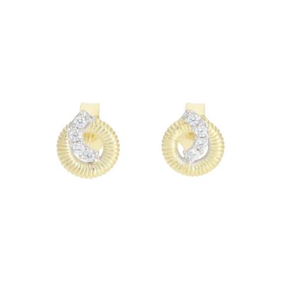 Ohrstecker Gold 333 strukturiert, teilrhodiniert, Zirkonia JL20-06-1501 JuwelmaLux