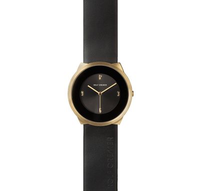 Rolf Cremer Armbanduhr Concert 509310 Edelstahl, Leder, Schwarz, Gold plattiert