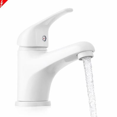Waschtischarmatur Niederdruck Wasserhahn Boiler-Anschluss Einhandmischer weiß