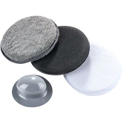 Set 3x Applikator Pads + Griff Mikrofaser Auto Polierpad Schwamm Hand Pad Kissen