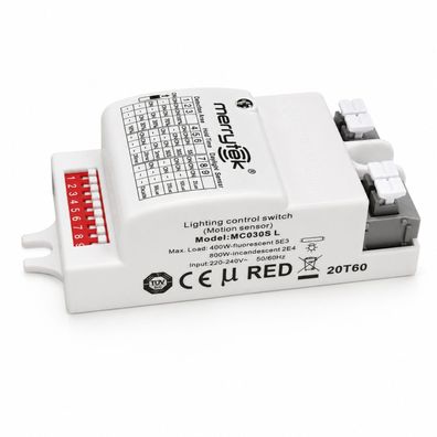 L03C MC030S-L Merrytek Mikrowellen Bewegungssensor Ein/Aus Funktion 220-240V AC