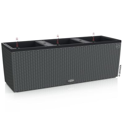 LECHUZA® Pflanzkasten TRIO Cottage 40 Granit mit 3 Einsätzen All-in-One