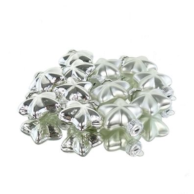 Weihnachtsanhänger Mini-Sterne Silberfarben Ø 4 cm aus Glas - 12er Set