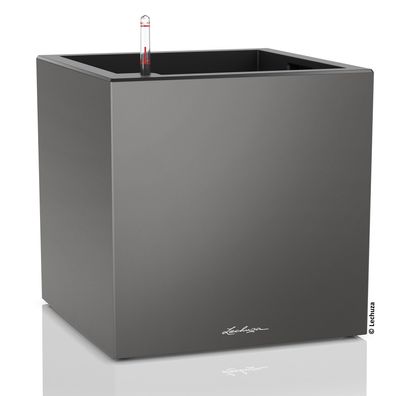 LECHUZA® Pflanzgefäße CANTO Premium 40 Low Würfel Anthrazit metallic matte Oberfläche
