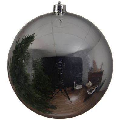 Bruchfeste Outdoor XXL Weihnachtskugel Silberfarben Ø 25 cm aus Kunststoff