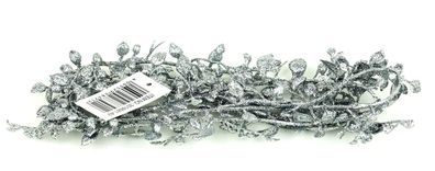 Weihnachtliche Miniblattgirlande Silber mit Glitter - Kunststoff 180 cm