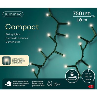 Lumineo LED Lichterkette Compact grün 16 Meter 750 Lichter - warmweiß