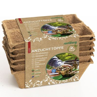 Romberg Classic Anzuchttöpfe 5 cm quadratisch torffrei - 36er Pack