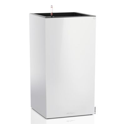LECHUZA® Pflanzsäule CANTO Premium 40 High Weiß hochglänzende Oberfläche All-in-One