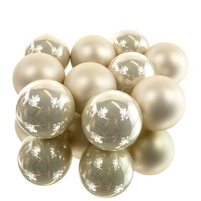 Christbaumkugeln Pearl creme - beige 5 x glänzend & 5 x matt Ø 6 cm aus Glas - 10er