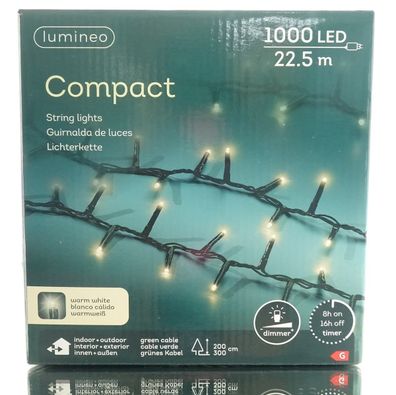 Lumineo LED Lichterkette Compact frün 22,5 Meter 1000 Lichter - warmweiß