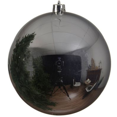 Bruchfeste Outdoor XL Weihnachtskugel Silberfarben Ø 20 cm aus Kunststoff