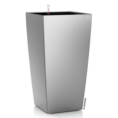 LECHUZA® Pflanzgefäße CUBICO 40 Silber metallic All-in-One