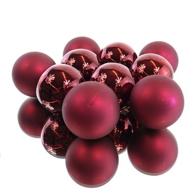 Christbaumkugeln Ox Blood dunkelrot 5 x glänzend & 5 x matt Ø 6 cm aus Glas - 10er S
