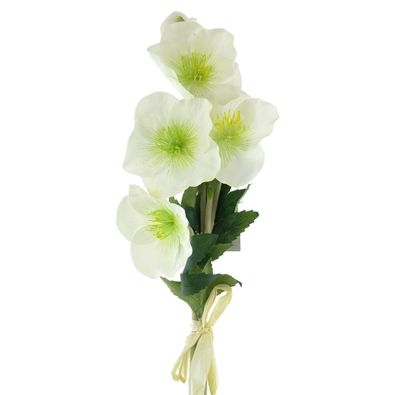 Christrosenarrangement 4 Blüten mit Schleife - Kunstblumen