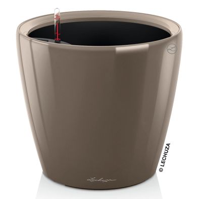 LECHUZA® Pflanzgefäße Classico Premium LS 28 Taupe hochglänzend All-in-One