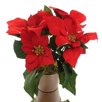 Weihnachtsstern Rot im braunen Topf Ø 30 - Kunstblumen