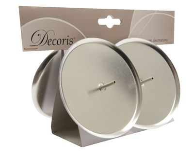 Adventskranzkerzenhalter Silberfarben matt Ø 10 cm aus Metall - 4er Set