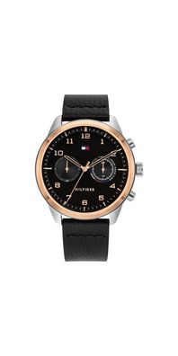 Tommy Hilfiger Patrick Dual Time Roségold Schwarz Leder 1791786
