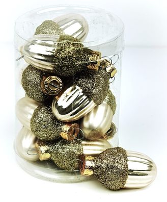Christbaumsanhänger Eicheln Perl/Hellgold - Glas 3 x 4 cm