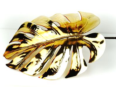 Weihnachts-Dekoblatt Fensterblatt Monstera altgoldfarben - Kunststoff 75 cm