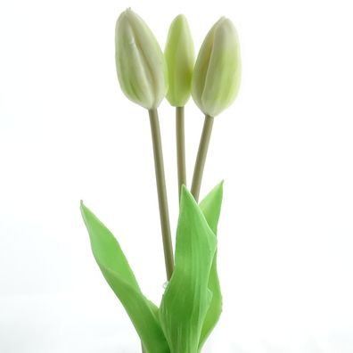 DEKO® Florale Tulpen Weiß 3er Bund 24,5 cm - Kunstblumen