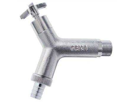 GEKA® plus Design-Wasserhahn Außengewinde 3/4 Zoll mit Tülle Messing verchromt