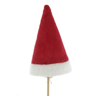 Weihnachtsmütze Rot & Weiß am Stab 20 cm