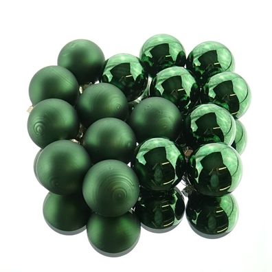 Christbaum-Mini-Kugeln Piniengrün Ø 3,5 cm aus Glas - 16er Set