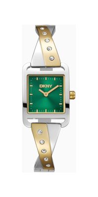 Donna Karan New York City Bangle Damenuhr silber gold gruen