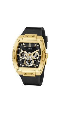 Guess Phoenix Herren-Multifunktionsuhr mit schwarzem Leder-/Silikonarmband GW0202G1