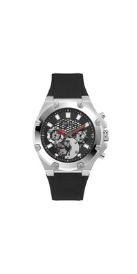 Guess Third Gear Herren-Multifunktionsuhr mit schwarzem Silikonarmband GW0334G1