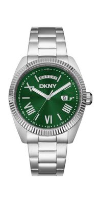 Donna Karan New York Herrenuhr silber gruen