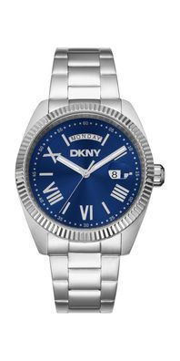 Donna Karan New York Herrenuhr silber blau