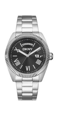 Donna Karan New York Herrenuhr silber schwarz