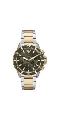 Emporio Armani Chronograph Bicolor Edelstahl Grün AR11361