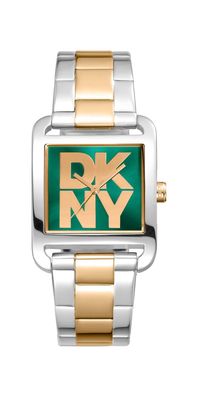Donna Karan New York City Maxi Damenuhr silber gold gruen
