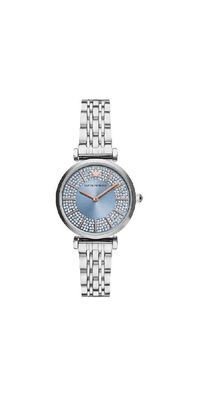 Emporio Armani Damenuhr silber roségold hellblau
