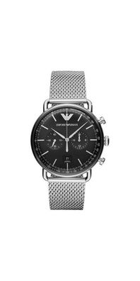 Emporio Armani Aviator Chronograph Herren silber schwarz