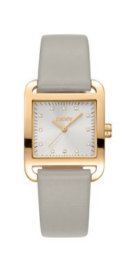 Donna Karan New York City Midi Damenuhr gold hellgrau Leder