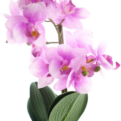 GASPER Orchidee Lila-Rosa im weißen Steinguttopf 33 cm - Kunstpflanzen