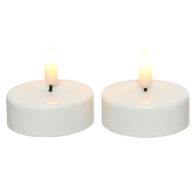 Lumineo Batterie LED TeelichterWeiß Ø 6 cm Höhe 5,5 cm 2 Stück