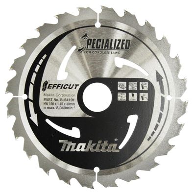Makita® Zubehör Sägeblatt Holz Ø 190 x 1,45 x 30 mm 24Z Efficut - B-64191