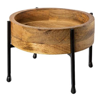 GASPER Holz-Schale auf Metallgestell Braun & Schwarz Ø 21 cm