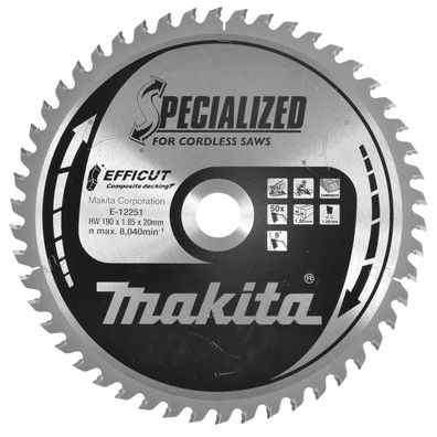 Makita® Zubehör Sägeblatt WPC/Holz 190 x 1,85 x 20 50 Z Efficut - E-12251