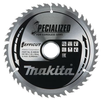 Makita® Zubehör Sägeblatt Holz Ø 190 x 1,45 x 30 mm 45Z Efficut - B-68638