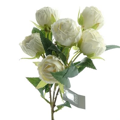DEKO® Florale Röschen - Zweig Creme gefüllt 48 cm - Kunstblumen