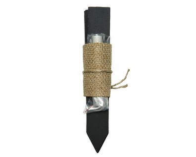 Decoris® Schiefer-Etiketten Schwarz mit Kreide 16,5 cm x 2,5 cm