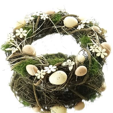 nature trends Osterkranz Reben mit Eiern Holzblumen & Schmetterlingen Ø 34 cm