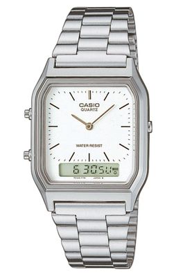 Casio Collection Edgy Uhr Ana-Digi Silber/Weiß AQ-230A-7DMQYES